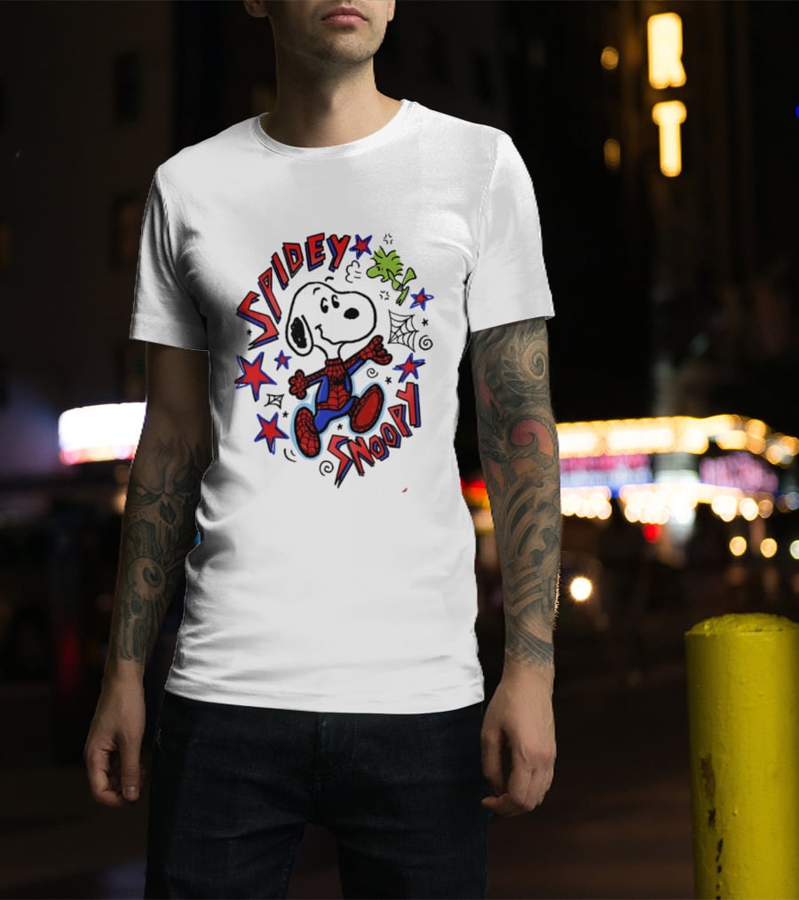 Spidey Snoopy Woodstock 2026 Crossover With Stars And Webs T-Shirt