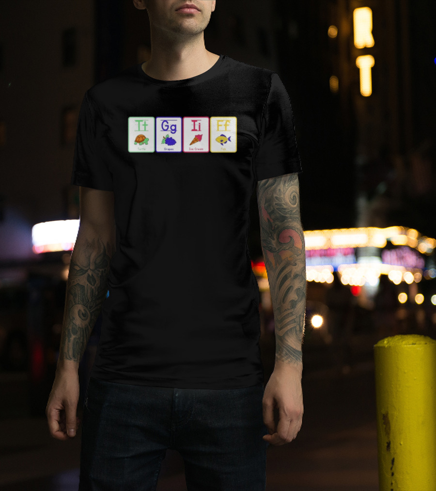 Alphabet Flashcards G I F Turtle Grapes Ice Cream Fish T-Shirt
