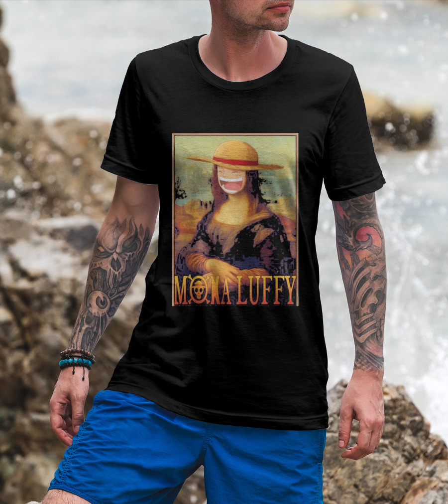 Mona Luffy Anime Mashup Mona Lisa T-Shirt