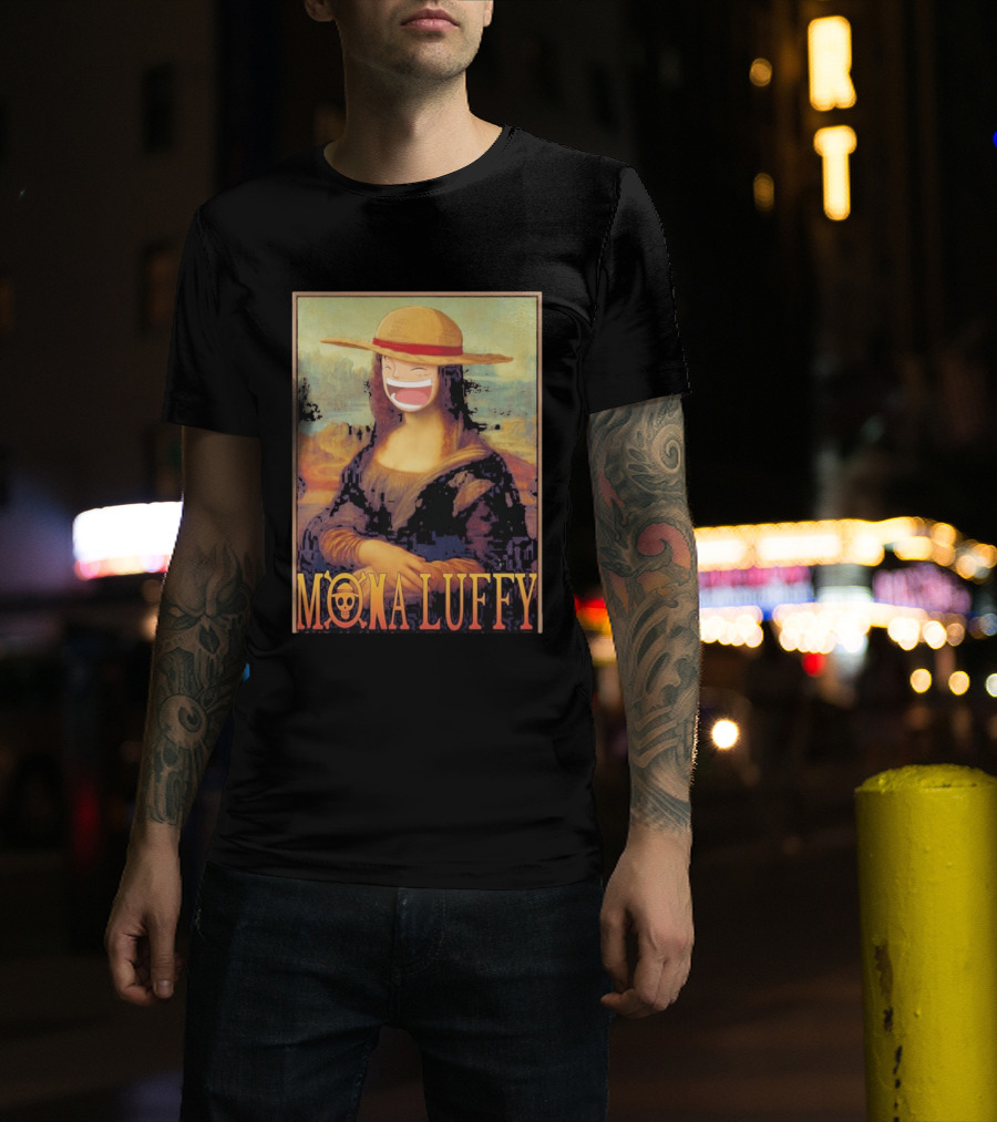 Mona Luffy Anime Mashup Mona Lisa T-Shirt
