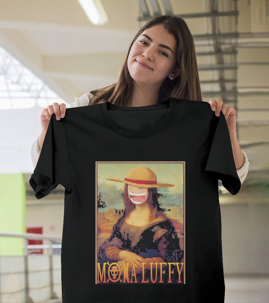 Mona Luffy Anime Mashup Mona Lisa T-Shirt