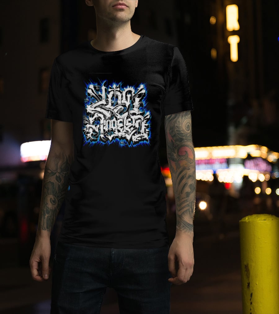 Gangster Streetwear Graffiti Urban White Blue Flame T-Shirt