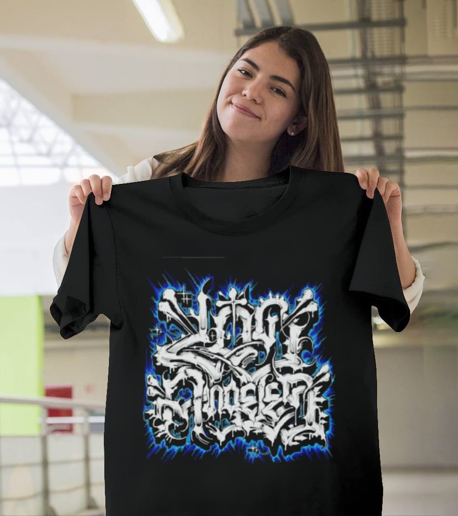 Gangster Streetwear Graffiti Urban White Blue Flame T-Shirt