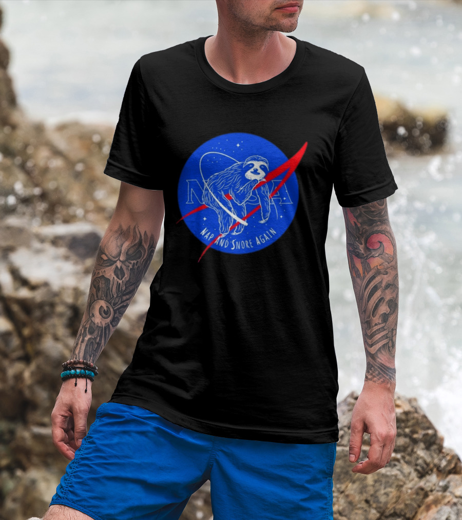 NASA Sloth Nap And Snore Again Space T-Shirt