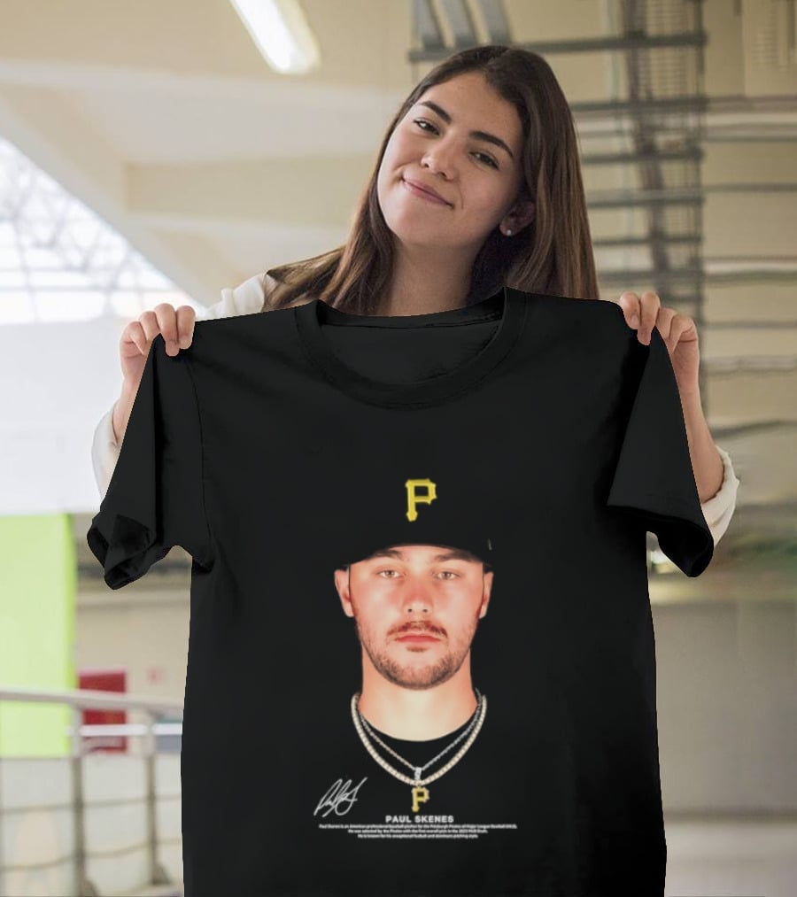 Paul Skenes Pittsburgh Pirates MLB Player Portrait And Signature T-Shirt