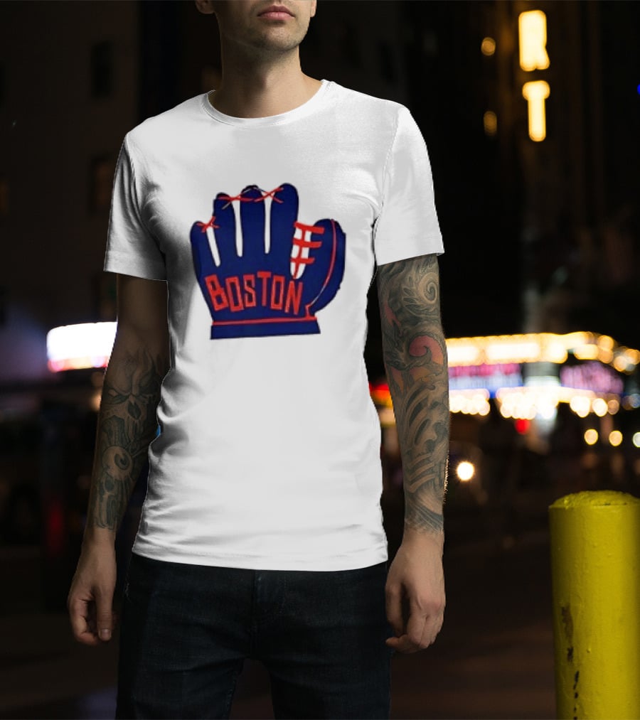 Boston Red Sox MLB Hat And Glove Baseball Club T-Shirt