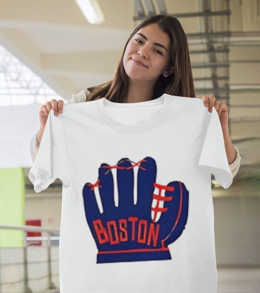 Boston Red Sox MLB Hat And Glove Baseball Club T-Shirt