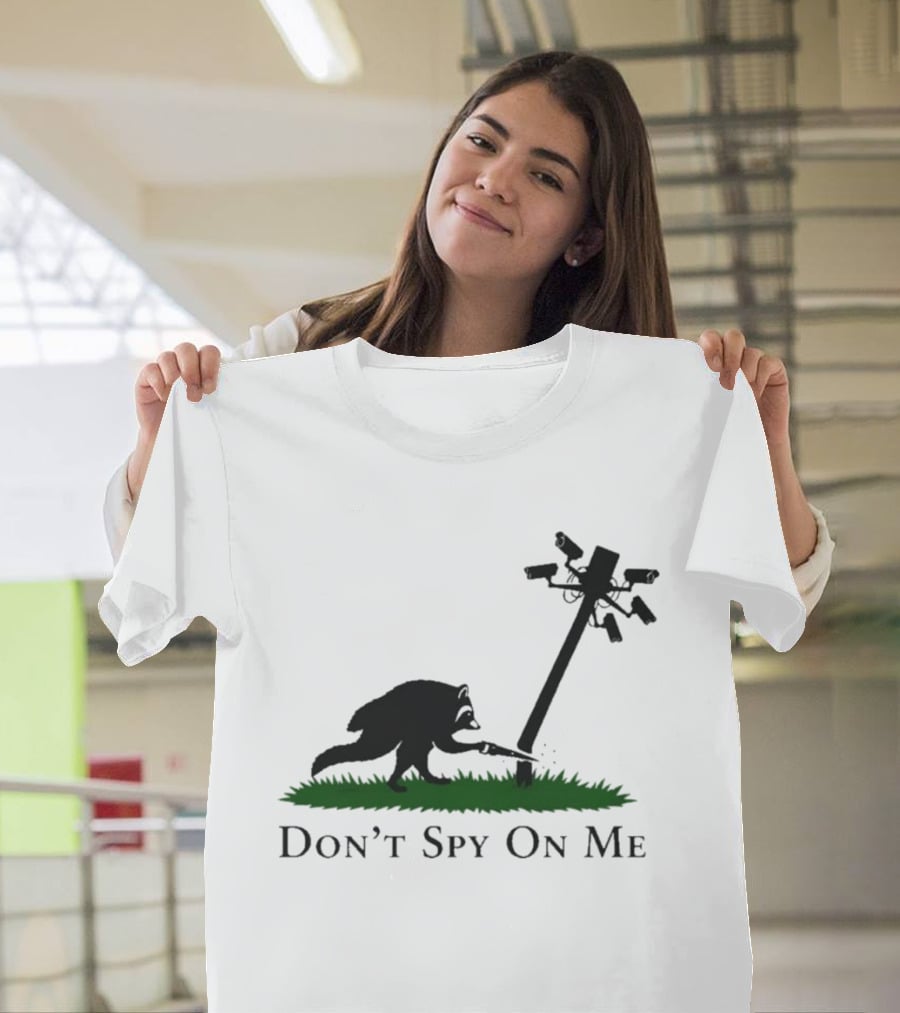Jimothy Don't Spy On Me Raccoon Cutting Camera Pole T-Shirt