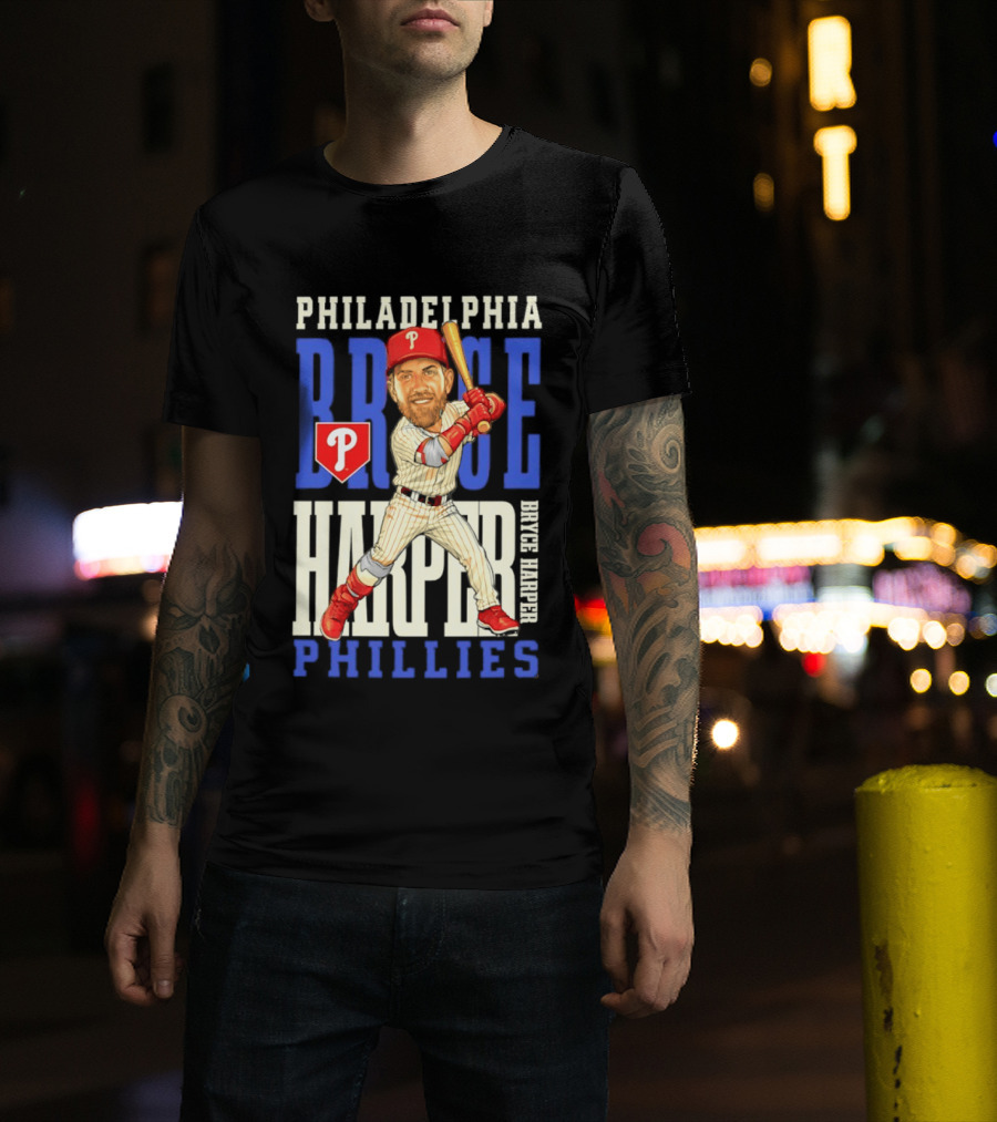 Philadelphia Phillies Bryce Harper Baseball Caricature Clash T-Shirt