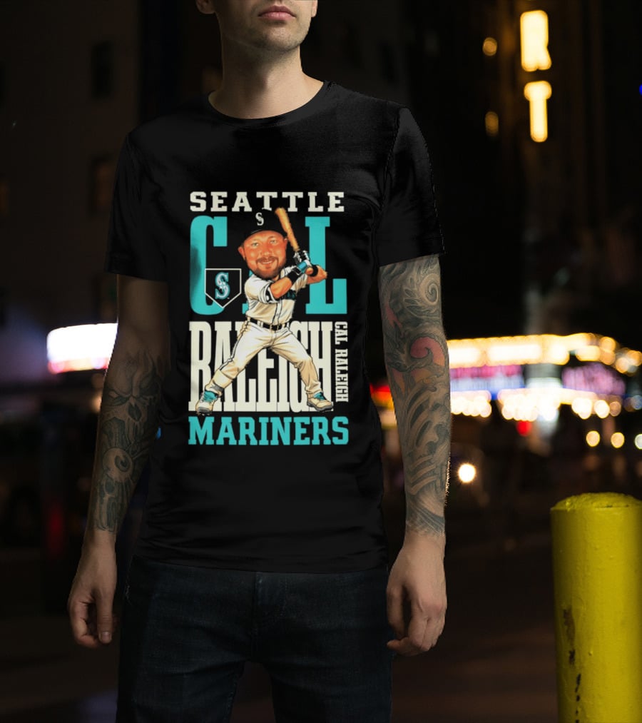 Seattle Mariners Cal Raleigh Baseball Caricature Mariners T-Shirt