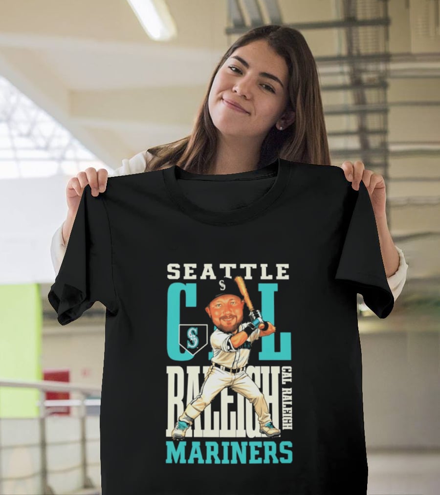 Seattle Mariners Cal Raleigh Baseball Caricature Mariners T-Shirt
