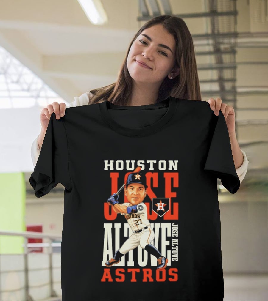 Houston Astros Jose Altuve Baseball Caricature T-Shirt