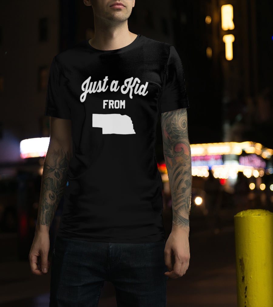 Just A Kid From Nebraska Map T-Shirt