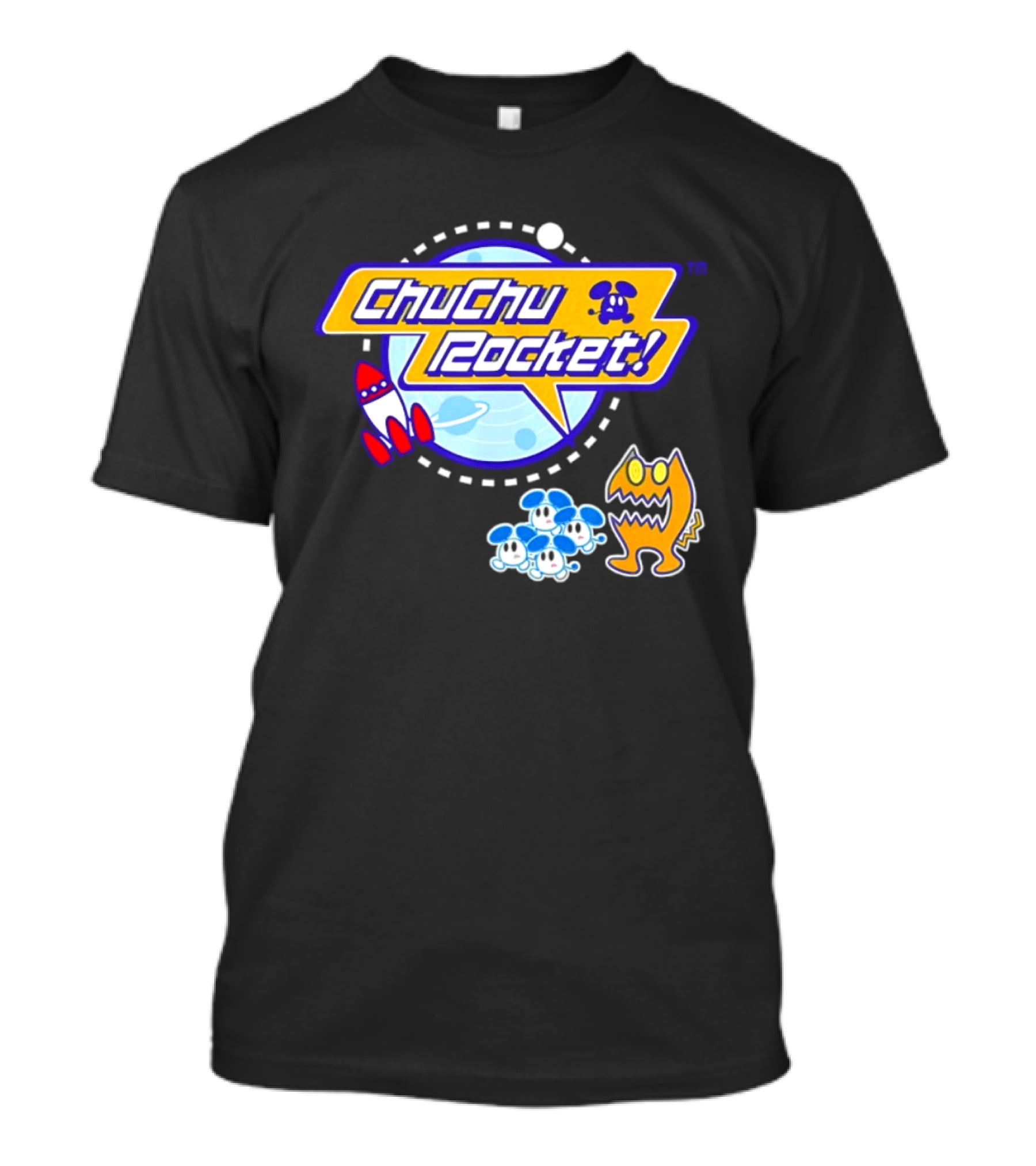 ChuChu Rocket Iconic Game Logo With Spaceship And Characters T-Shirt