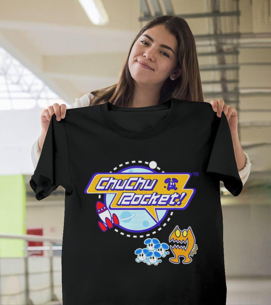 ChuChu Rocket Iconic Game Logo With Spaceship And Characters T-Shirt