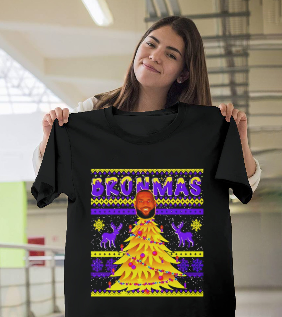 LeBron James Bronmas Christmas Tree Philadelphia 76ers Festive Reindeer T-Shirt