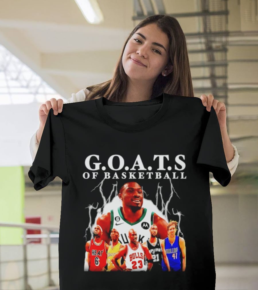 G.O.A.T.S Of Basketball Giannis Antetokounmpo LeBron James Kobe Bryant Michael Jordan Tim Duncan Dirk Nowitzki T-Shirt