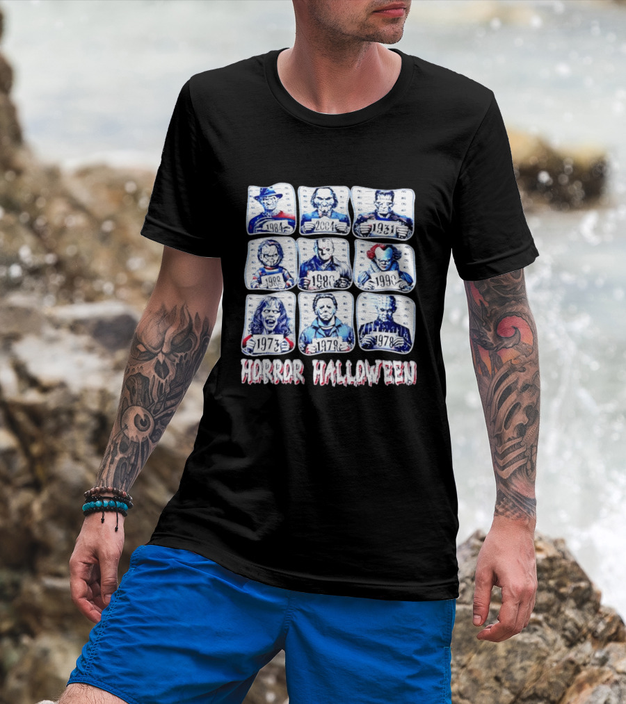 Horror Halloween Shot Characters 1973 1978 1980 1984 1988 1990 2004 Iconic Slashers T-Shirt