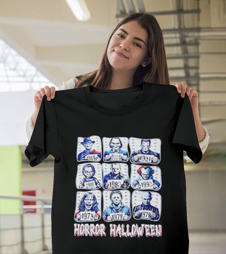 Horror Halloween Shot Characters 1973 1978 1980 1984 1988 1990 2004 Iconic Slashers T-Shirt
