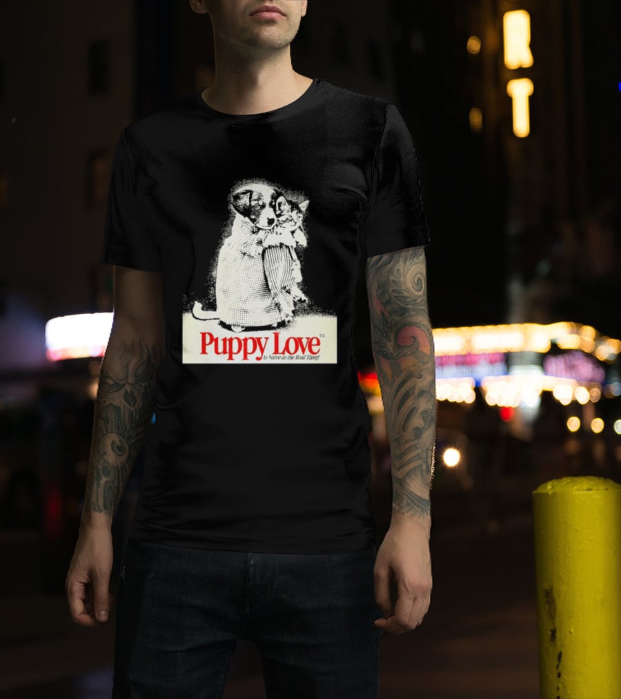 Puppy Love Naive Romance In Print T-Shirt