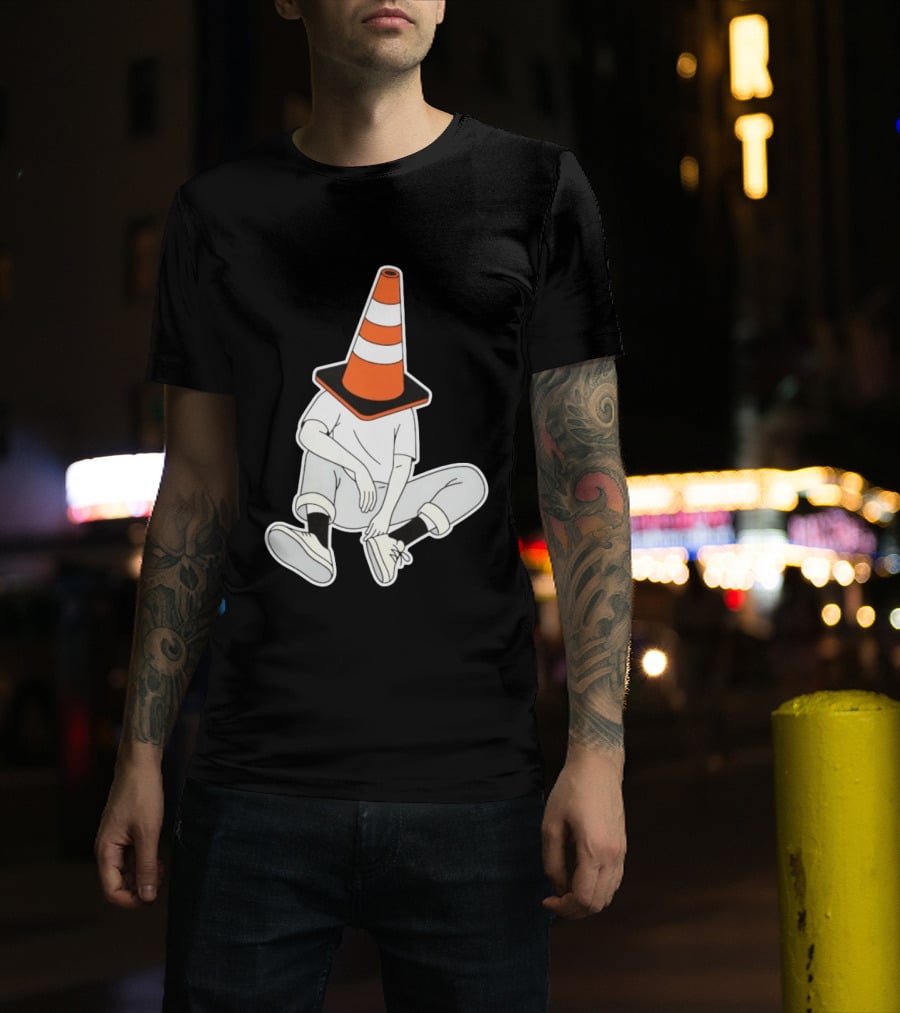 Under Construction Introvert Mode Traffic Cone Head Silent Reflection T-Shirt