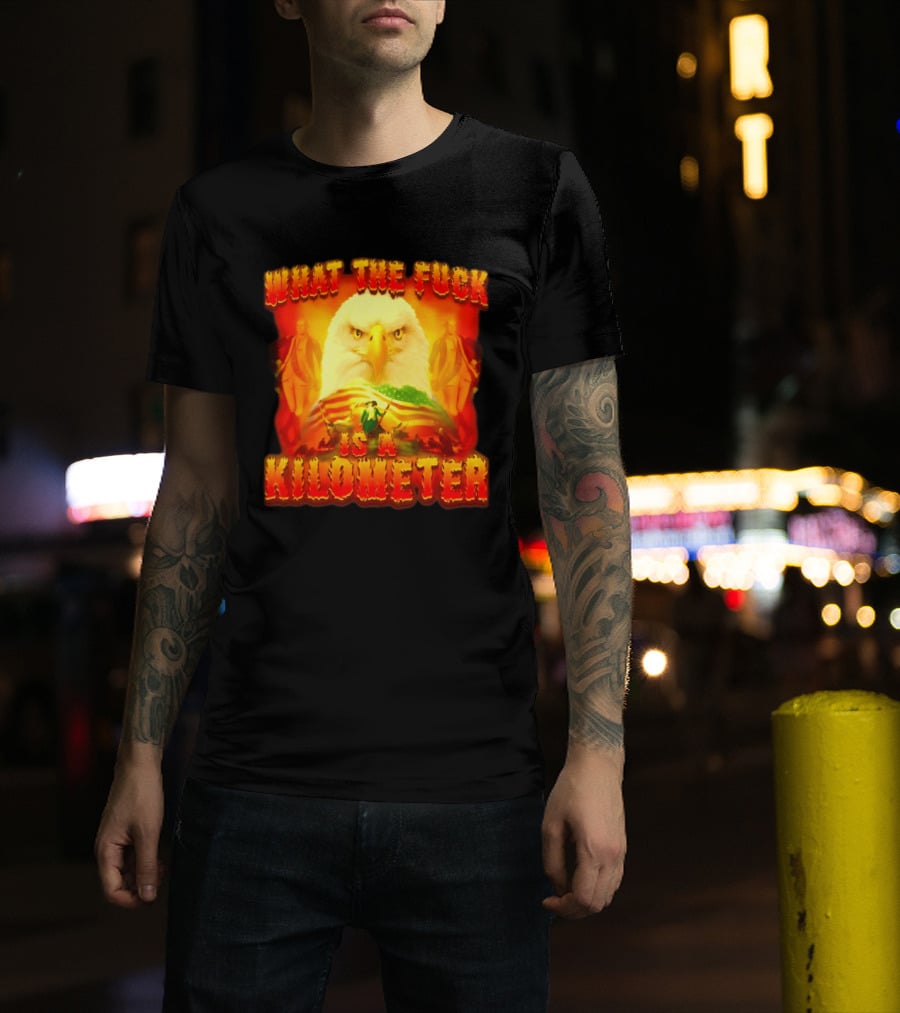 What The Fuck Is A Kilometer American Eagle Patriotic Scene T-Shirt