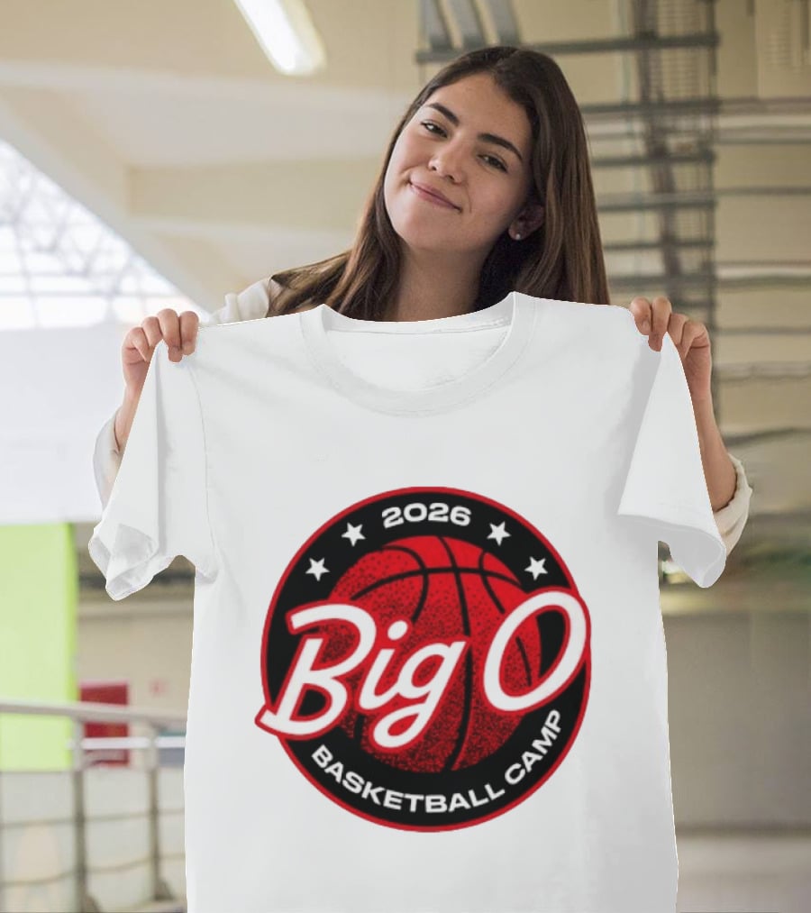 Big O Basketball Camp 2026 Red Basketball Circle Stars T-Shirt