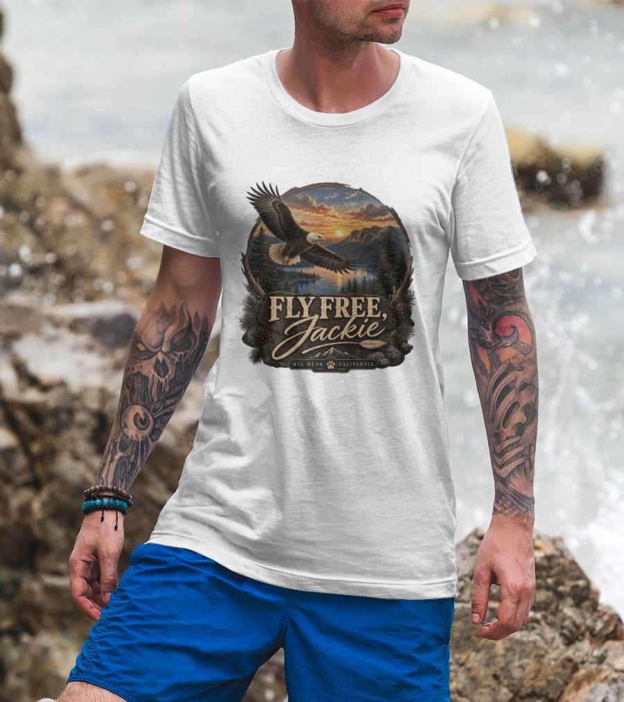 Fly Free Jackie Eagle Soaring Big Bear California Sunset T-Shirt