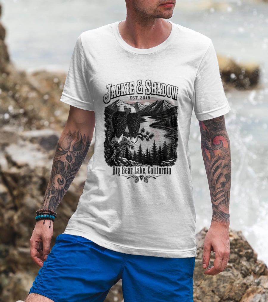 Jackie And Shadow Est 2018 Big Bear Lake California Mountain Scene T-Shirt
