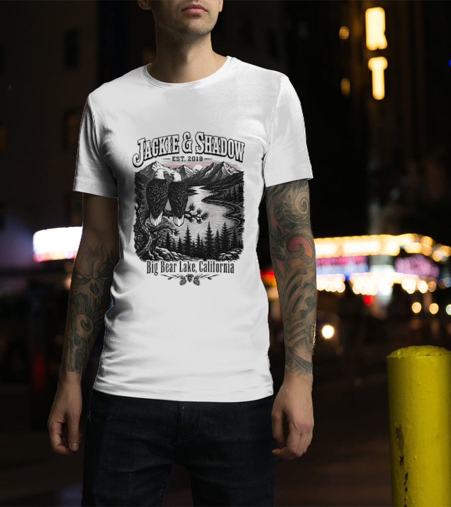Jackie And Shadow Est 2018 Big Bear Lake California Mountain Scene T-Shirt