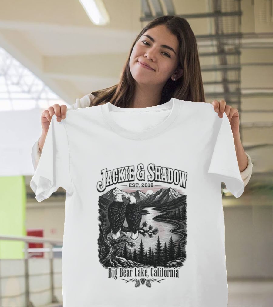 Jackie And Shadow Est 2018 Big Bear Lake California Mountain Scene T-Shirt