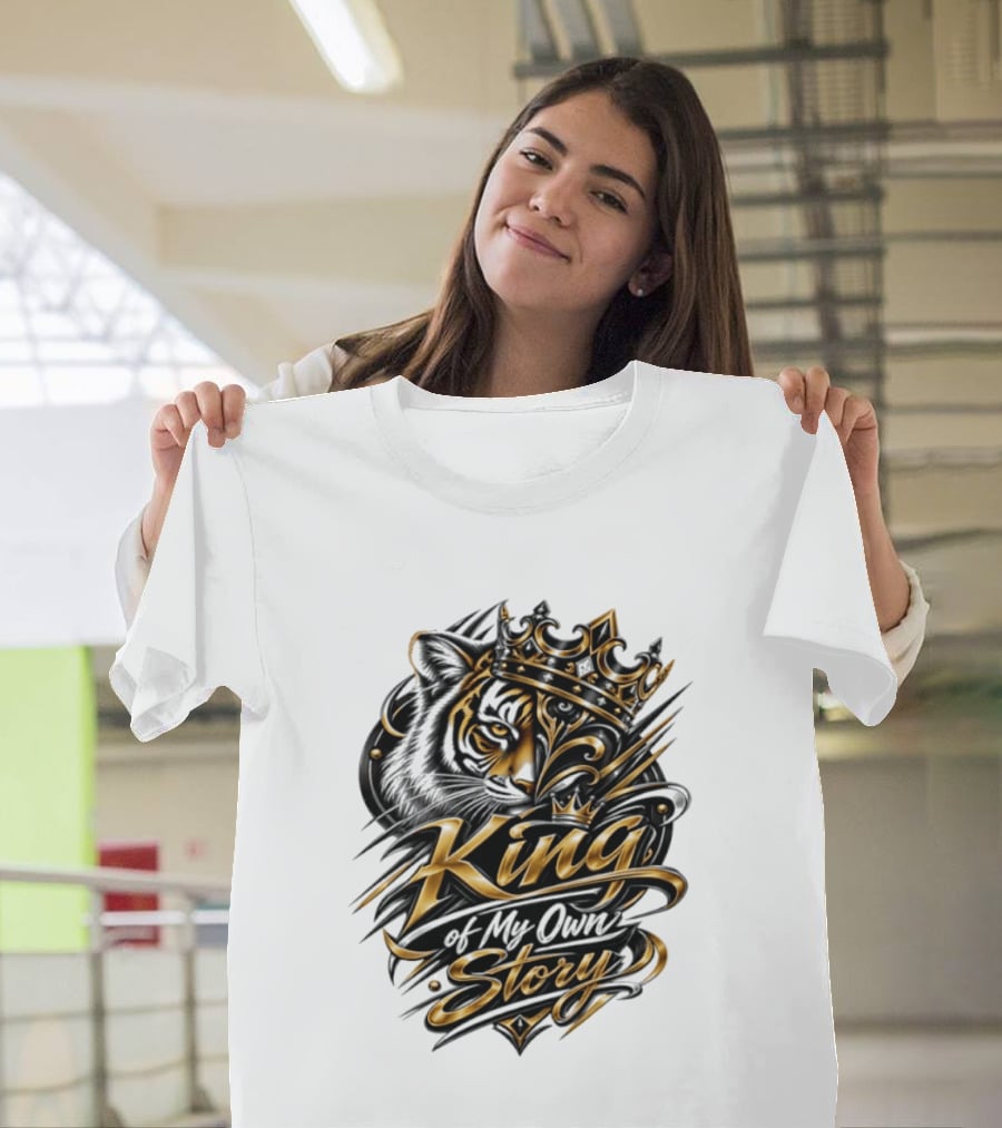King Of My Own Story Tiger Crown Motif T-Shirt
