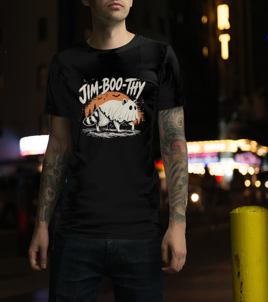 Jim Boo Thy Halloween Raccoon Ghost Costume T-Shirt