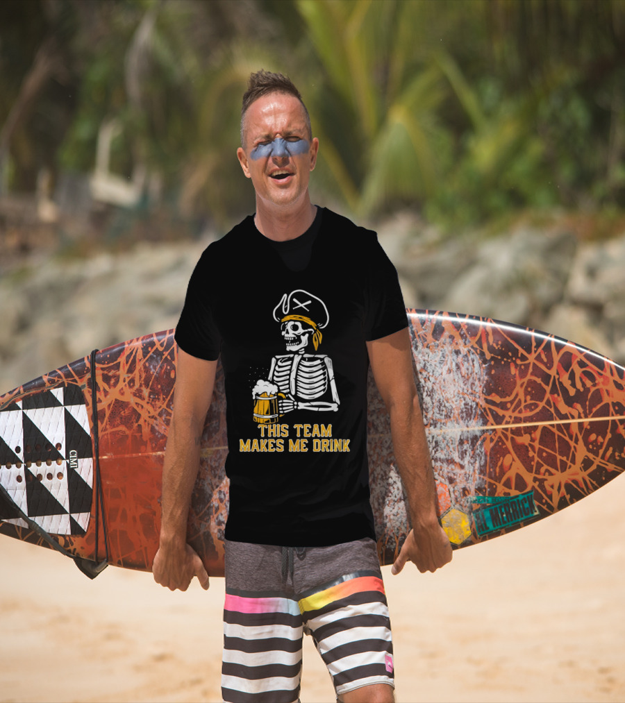Pittsburgh Pirates Skeleton With Beer This Team Makes Me Drink T-Shirt