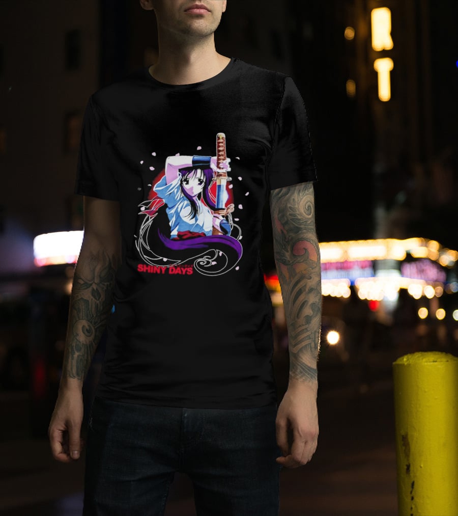Shiny Days Anime Girl Katana Samurai T-Shirt