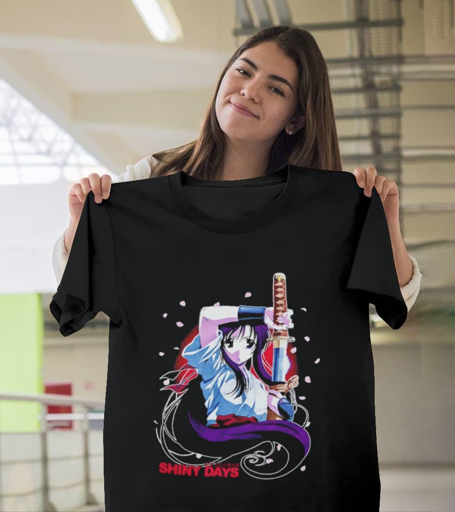 Shiny Days Anime Girl Katana Samurai T-Shirt
