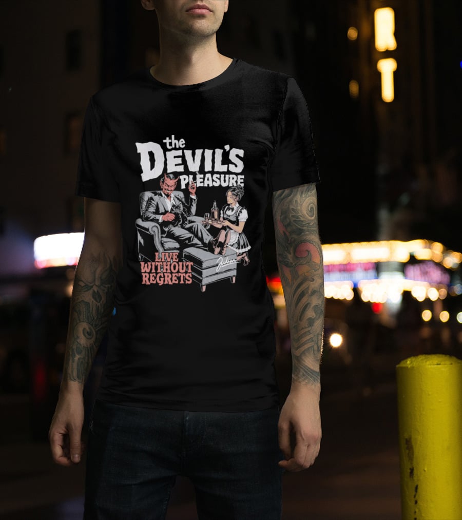 The Devil's Pleasure Live Without Regrets Vintage Lounge Scene T-Shirt