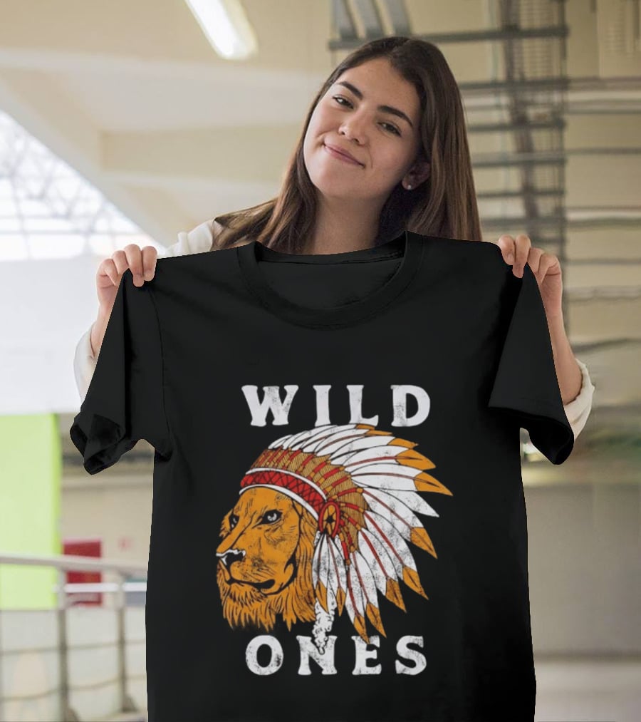 Wild Ones Lion Native American Headdress T-Shirt