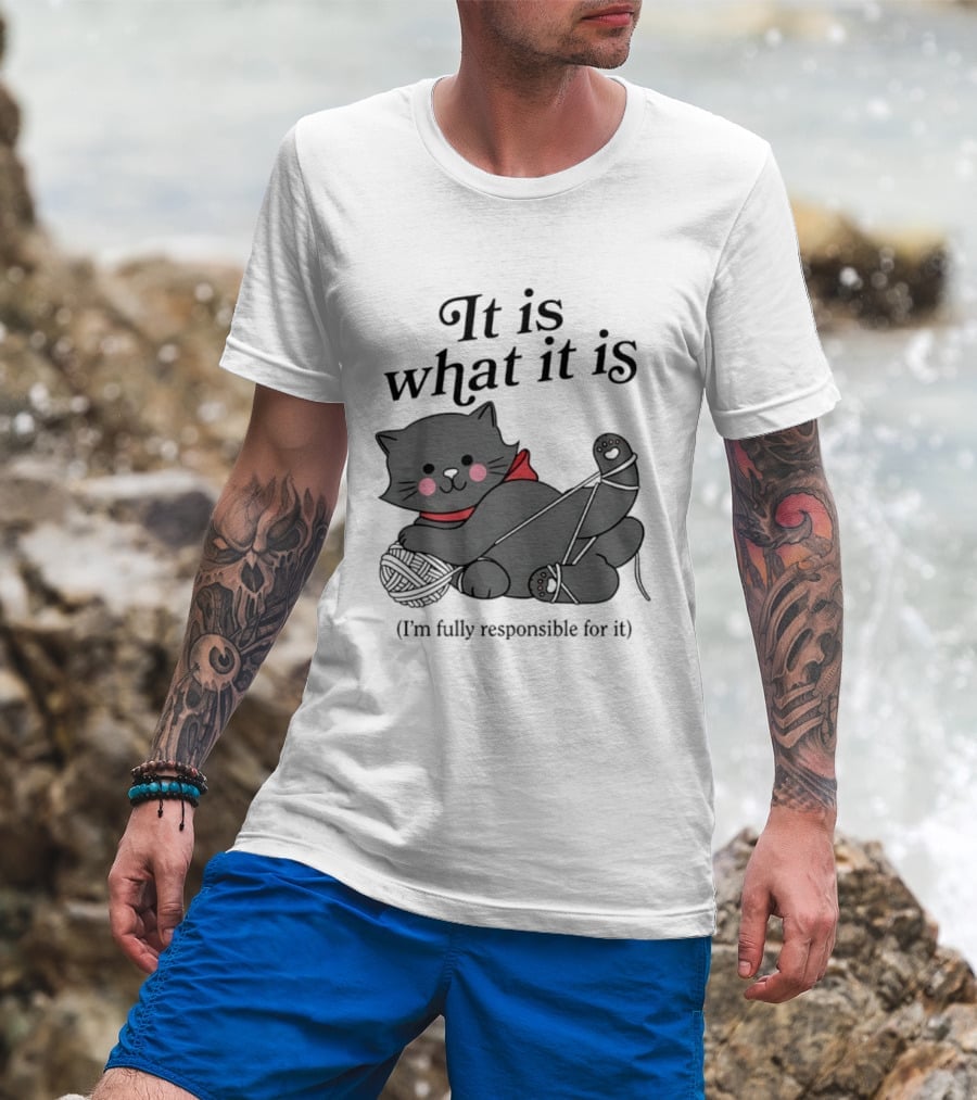 It Is What It Is Playful Cat With Yarn I'm Fully Responsible For It T-Shirt
