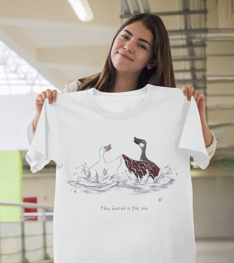 They Danced In The Sea Goose Ducks Watercolor T-Shirt