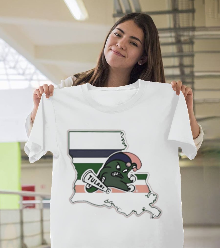 Tulane Green Wave Louisiana State Mardi Gras Map T-Shirt