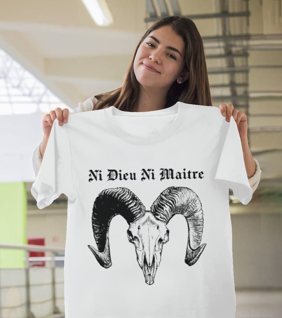 Ni Dieu Ni Maitre Ram Skull Anarchist T-Shirt