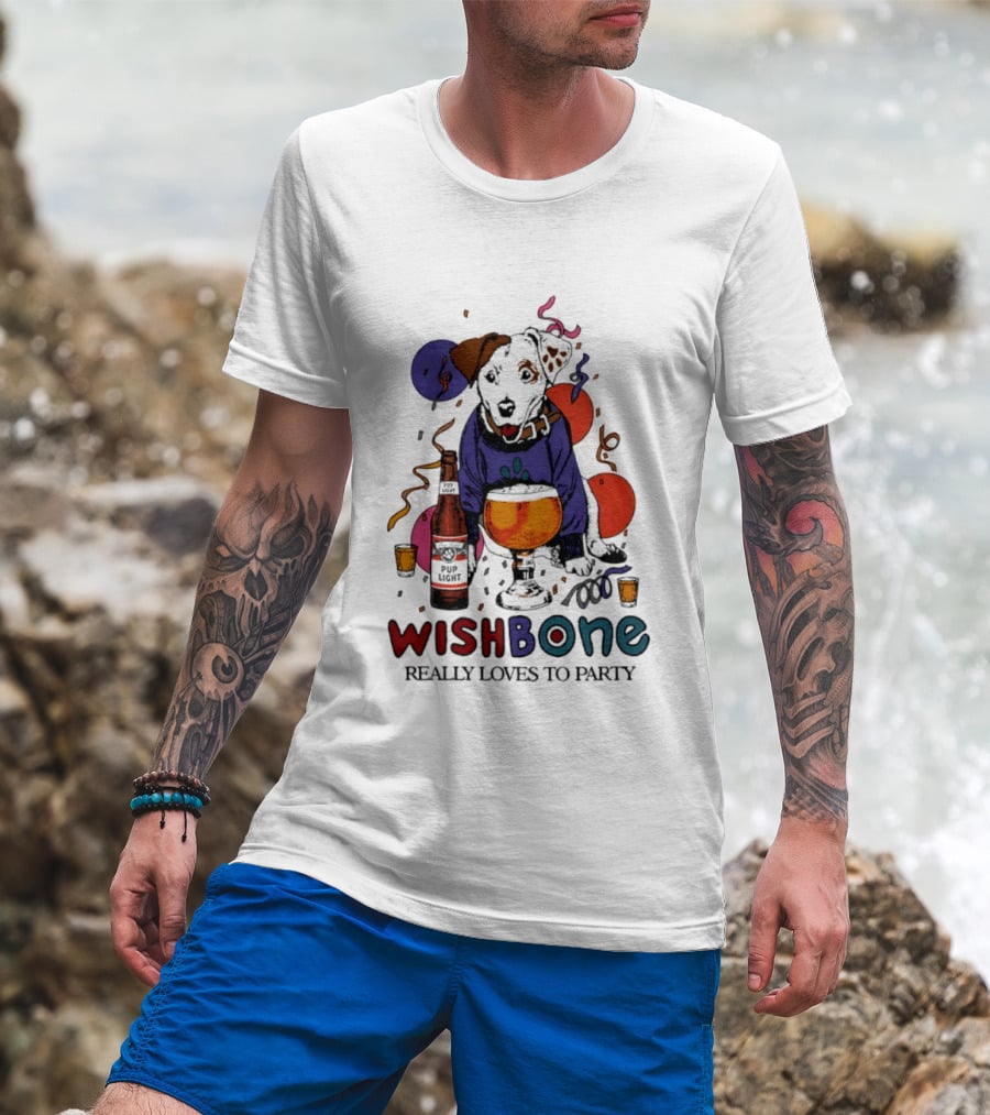 Wishbone Really Loves To Party Dog Beer Celebration T-Shirt
