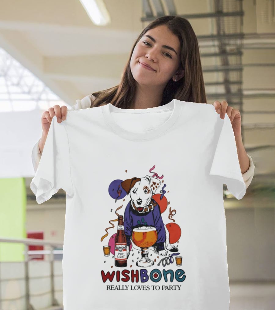 Wishbone Really Loves To Party Dog Beer Celebration T-Shirt
