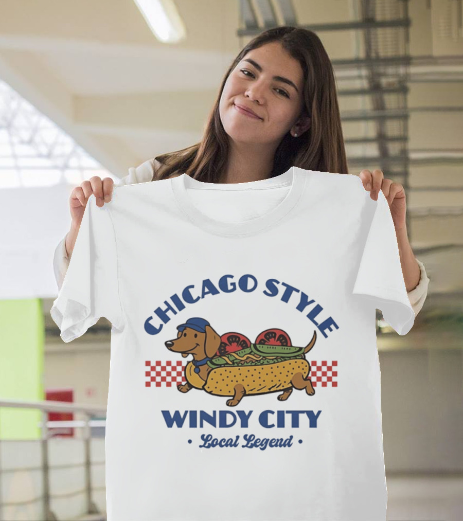 Chicago Style Windy City Local Legend Dachshund Hot Dog T-Shirt
