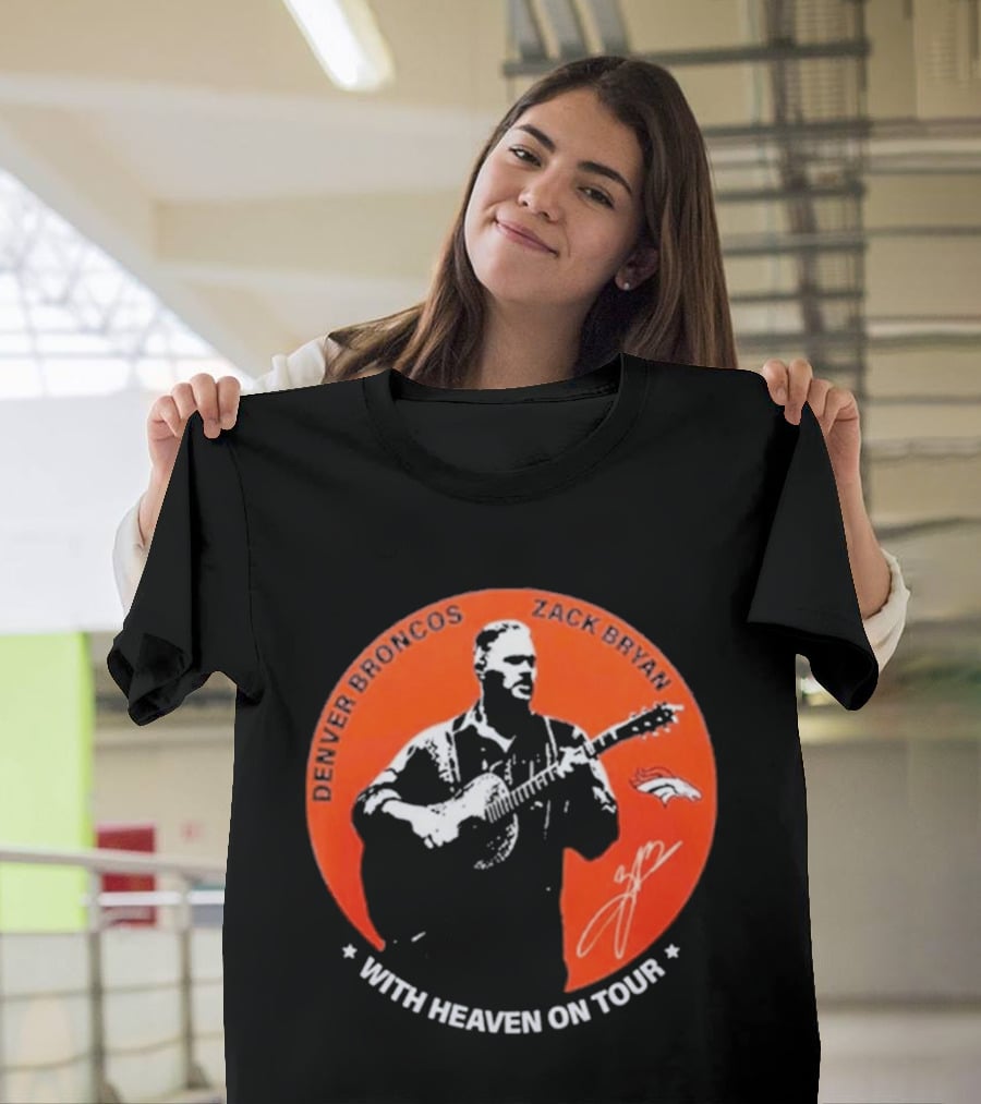Denver Broncos 2026 Zach Bryan With Heaven On Tour Football Collaboration T-Shirt