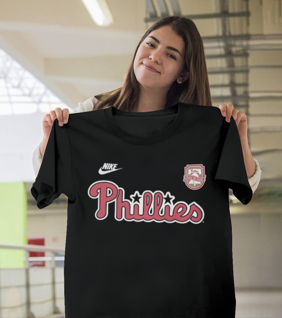 Nike Phillies Wall Of Fame Chase Utley 26 Philadelphia Text And Stars T-Shirt