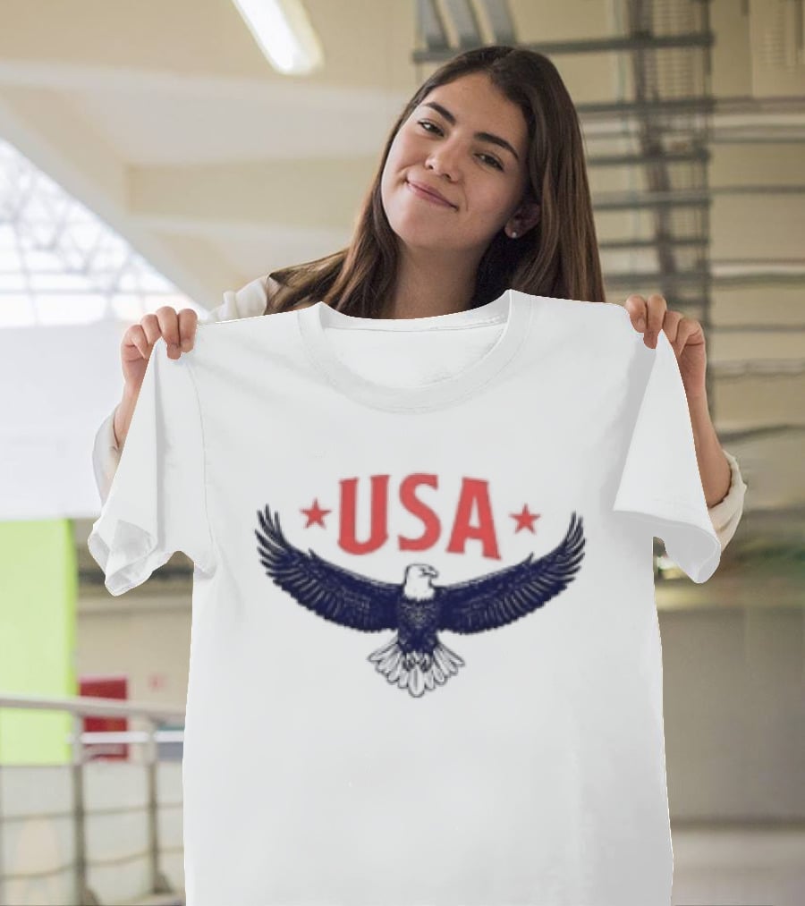 USA Eagle Symbol With Stars Celebrating Freedom And Bravery T-Shirt