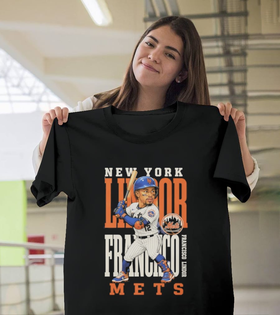 New York Lindor Francisco Mets 2026 Baseball Caricature T-Shirt
