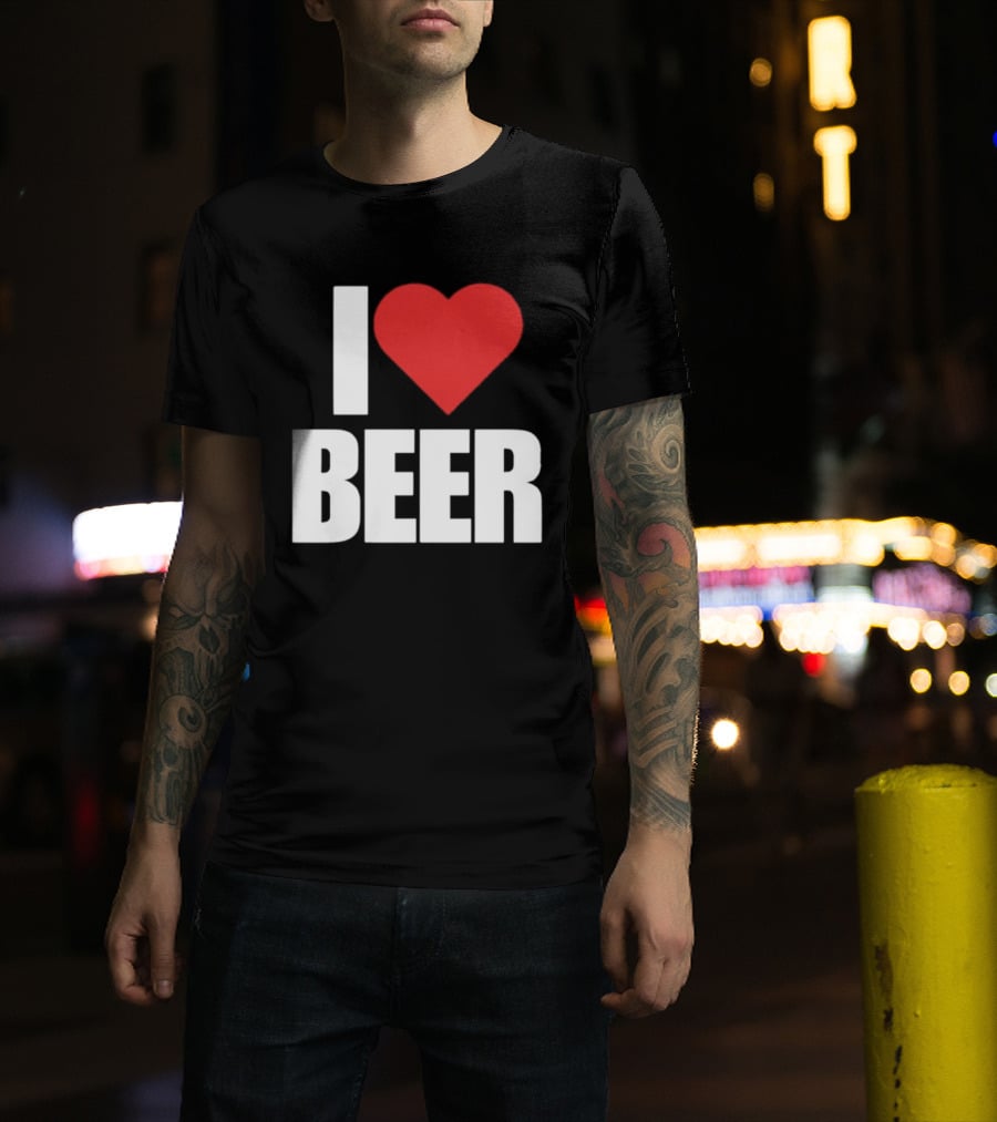 I Love Beer Bold Red Heart T-Shirt